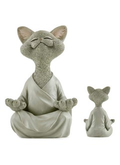 Buy 1pc Whimsical Cat Figure Meditation Yoga Happy Cat Collection Home Decor Ornament in UAE