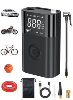 Buy Tyre Inflator Portable Air Compressor, 4000mAh Battery Powerful   Cordless Air Pump With 5V/2A USB output, Digital Display/LED Light 150PSI Compact Tire Inflator for Car, Motorcycle, Bike, Ball in Saudi Arabia