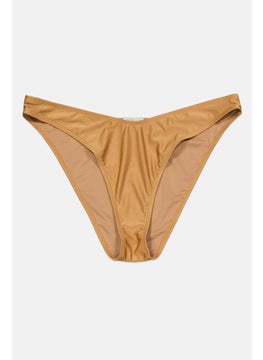 اشتري Women High Leg Metallic Bikini Bottom, Tan في الامارات