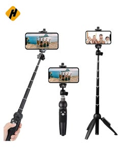 Buy Selfie Stick For Phone Size 4.5-6.2Inch, Extendable Selfie Stick Tripod with Bluetooth Wireless Remote Phone Holder in Saudi Arabia