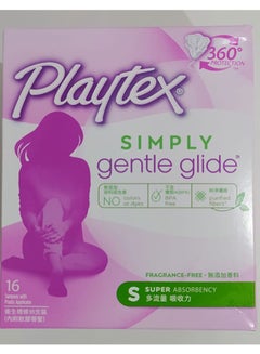 Buy Playtex Simply Gentle Glide - Super Absorbency - 16 Tampons - 360 Degree Protection - Fragrance Free in UAE