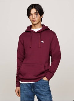 Buy Men's  Badge Terry Regular Fit Hoody , Purple - Cotton in Saudi Arabia