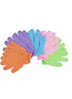 اشتري 5 Pairs Exfoliating Gloves Premium Scrub Wash Mitt for Shower Spa Massage and Body Scrubs Spa Exfoliation Accessories For Men and Women في الامارات