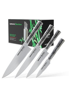 اشتري Samura Kitchen Knives Set of 4 | Paring Knife, Utility Knife, Slicing Knife, Chef's Knife | AUS-8 Steel Manganese Blade | Polypropylene Handle | Lightweight | Professional Grade | Precision Cutting في الامارات