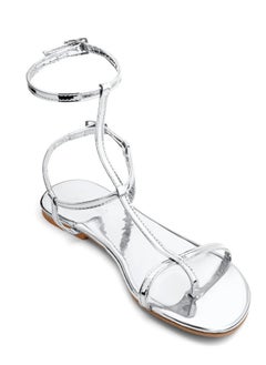 Buy Katee Noche Silver leather summer sandals for women in Egypt