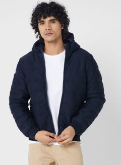 Buy Zippered Slim Fit Hooded Coat in UAE