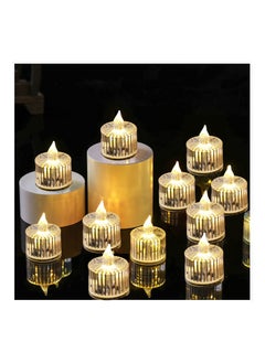 اشتري 12Pack LED Crystal Candle Light Table Centrepiece Flameless Candles Transparent Small Tea Wax Birthday Proposal INS Desktop Decoration Create Atmosphere Candles Tea Lights في الامارات