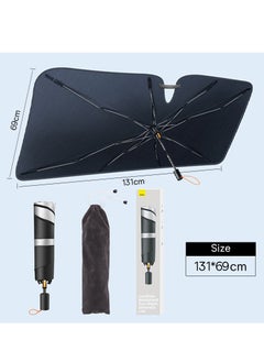 اشتري Car Sun Shade, for Car Front Windshield, Car Umbrella Sun Shade Cover, Foldable Anti-UV Rays & Sun Heat Protection Umbrella, Sunshade for Cars, Fits Most Mini Car and Sedan (131cm x 69cm) Small Size في الامارات