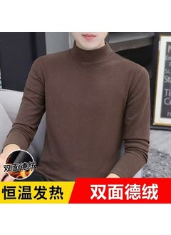 Buy Mens Thermal Velvet Long Sleeve T-shirt Brown in UAE