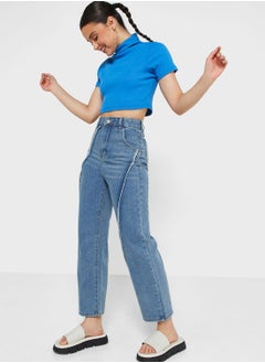 Buy High-Waisted Straight Leg Jeans in UAE