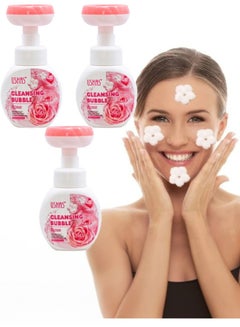 Buy 3 Pieces Face Wash Cleansing Bubble Skin Care Clenser Deep Cleansing Rose in UAE