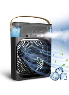 Buy Portable Mist Sprinkler Fan With 5 Water Outputs And 3 Speeds And 7 Different LEDs Light Colours 600ml Capacity in Saudi Arabia