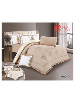 Buy 8 Piece Royal Comforter Set King Size With a Patterned Side and a Plain Side in Saudi Arabia