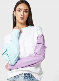 Buy Colorblock Sweatshirt With Pockets in Saudi Arabia