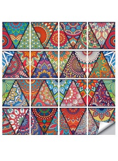 Buy Mandala Style Decorative Tile Stickers, Peel and Stick, 16 Pcs 6 x 6 in Self Adhesive Removable Backsplash, Waterproof for Kitchen, Bathroom, Furniture, Staircase, Home Decor, Retro Art Wall Decals in Saudi Arabia