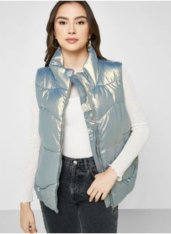 Buy Holographic Padded Vest Jacket in UAE