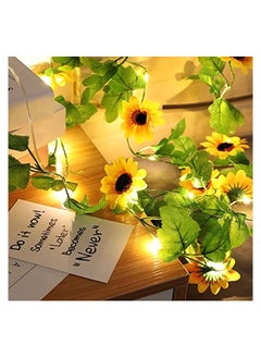 Buy 20 LED Artificial Sunflower Garland String Lights, 6.56ft Silk Sunflower Vines with Solar Powered String Lights for Indoor Bedroom Home Garden Party Wedding Decor in UAE