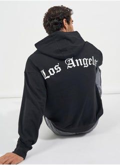 Buy Oversized Back City Print Fleece Hoodie in Saudi Arabia