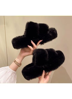 Buy Women's Fuzzy Slippers Comfy Plush House Slippers for Indoor Outdoor Fluffy Open Toe Warm Breathable Anti-skid Sole Gift Slippers for Women and Girls in UAE