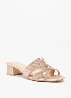 Buy Women'S Embellished Slip-On Sandals With Block Heels in Saudi Arabia