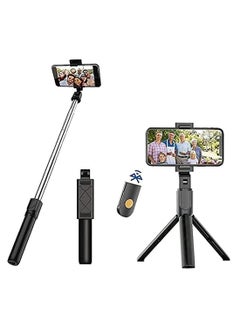 Buy Phone Tripod | Selfie Stick Tripod With Remote | 3 In 1 Extendable Tripod For Phone With Remote Holder | Portable Lightweight Extendable Phone Tripod in UAE