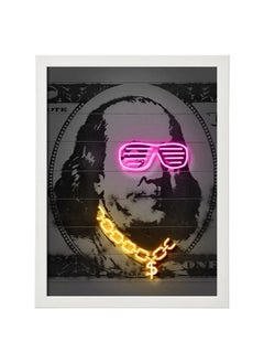 اشتري 100 Dollars Currency Neon Printed Poster With Frame 30x40 cm في الامارات