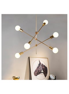 Buy Nordic Pendant Lamp Iron Gold E27 LED Modern Indoor Lighting Luxurious 6 Heads for Living Room Decor Loft Pendant Lights in Saudi Arabia