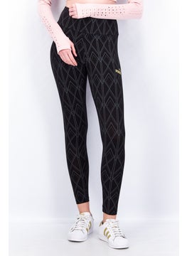 اشتري Women Sportswear Fit All Over Print Full Leg Training Leggings, Black/White في الامارات