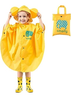 اشتري Kids Rain Poncho, Cartoon Hooded Raincoat Jacket Lightweight Schoolbag Waterproof Hoodie Rain Coat Toddler Baby Boys Girls Rain Cape for Sports Riding Camping Traveling Outdoors, S(75-90CM), Yellow في السعودية