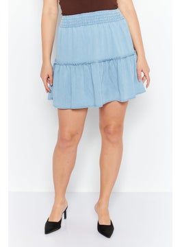 اشتري Women Plain Basic Mini Skirt, Blue في الامارات