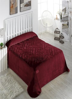 Buy Mora Engraved blanket Model F93-From Mora Single Layer - Double Size - Color: Red Aubergine - Size: 220 * 240 - Fabric from 85% acrylic 15% polyester-weight: 4.45 kg - Country of origin Spain. in Egypt