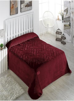 Buy Mora Engraved blanket Model F93-From Mora Single Layer - Double Size - Color: Red Aubergine - Size: 220 * 240 - Fabric from 85% acrylic 15% polyester-weight: 4.45 kg - Country of origin Spain. in Egypt