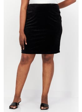 Buy Women Plus Size Plain Mini Skirt, Black in UAE