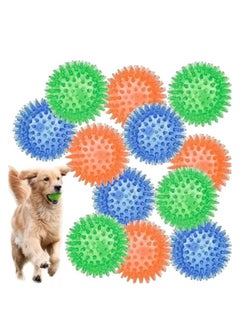 اشتري Durable Spiky Dog Balls - Dental Chew Toys for Aggressive Chewers, Promoting Gum Health & Teeth Cleaning. Indestructible Squeaker Balls for Medium & Large Dogs (12 Pack). في الامارات