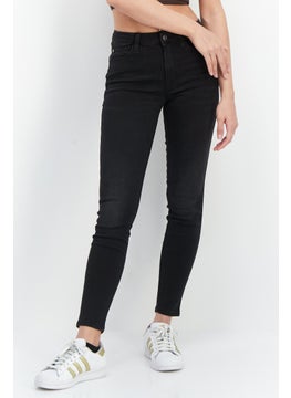 اشتري Women Skinny Fit Mid Waist Stretchable Denim Jeans, Black في السعودية