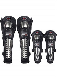 Buy 4 Piece Motorcycle Steel Elbow and Kneepad Protective Gear Safety Set in UAE