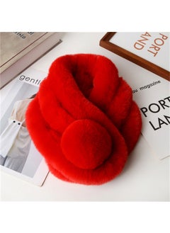 Buy Faux Rabbit Fur Scarf Warm Collar SnoodRed Red in Saudi Arabia