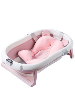 اشتري Baby Folding Bathtub, Foldable Baby Bathtub with Temperature Sensing,Portable Safe Shower Basin with Support Pad for Newborn/Infant/Toddler,Sitting Lying Large Safe Bathtub (Pink) في الامارات