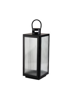 اشتري Brian Metal And Ribbed Glass Lantern 16X17X40.5Cm - Black في الامارات