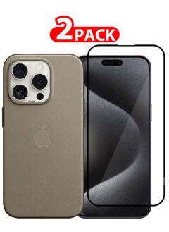 اشتري 2 Packs For iPhone 15 Pro Case and Screen Protector FineWoven Case with MagSafe Durable and Heavy Protection Brown في الامارات