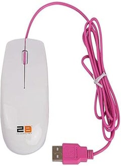 اشتري 2B (MO16W) Optical wired mouse Piano finishing - White/Pink في مصر