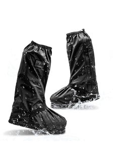 Buy Black Waterproof Shoe Cover Snow and Rain Boot Cover with Reflector Reusable Non-Slip Shoe Cover Suitable for Gardening Motorcycle Cycling (M) in UAE