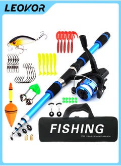 Buy Kids Fishing Pole and Tackle Box,Portable Telescopic Kids Fishing Poles for Boys and Girls,Fishing Rod and Reel Combo Kit,Kids Fishing Rod in Saudi Arabia