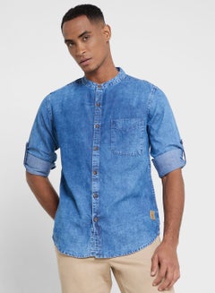 اشتري Thomas Scott Men Blue Smart Slim Fit Opaque Casual Shirt في السعودية