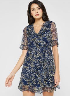 اشتري V-Neck Floral Print Dress في الامارات