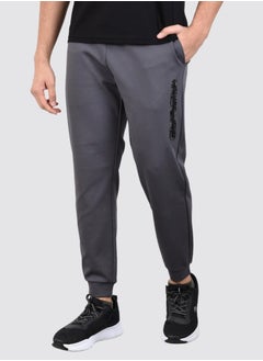 Buy Men's  Solid Double Knit Joggers - Grey in Saudi Arabia