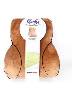 Buy Comfy Back Support Ergonomic memory foam Pillow with adjustable strap for Office Chair and Car Seat - Café in Egypt