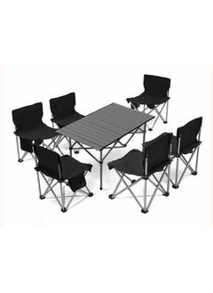 Buy 7 PCs Aluminum Folding Camping Table and Chairs Set with Carrying Bag for Outdoor in UAE