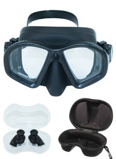 Buy Professional Swimming Goggles Mask with Nose Cover And Earplugs for Diving, Snorkeling, Scuba Diving, Swimming, UV Protection and Anti Fog Technology, Ultra Wide HD Crystal View in Saudi Arabia