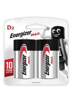 Buy D2 Max Energizer Alkaline Batteries, 2 Pieces - 1.5 Volt in Egypt